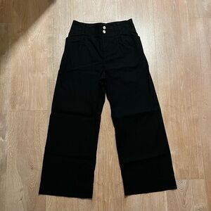 $120 Anthropologie Black Colette wide leg cropped pants 28